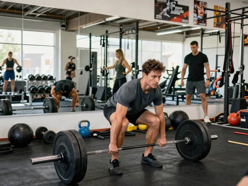 High-performance athlete lifting weights in a gym, showcasing the benefits of steroidi online for fitness.